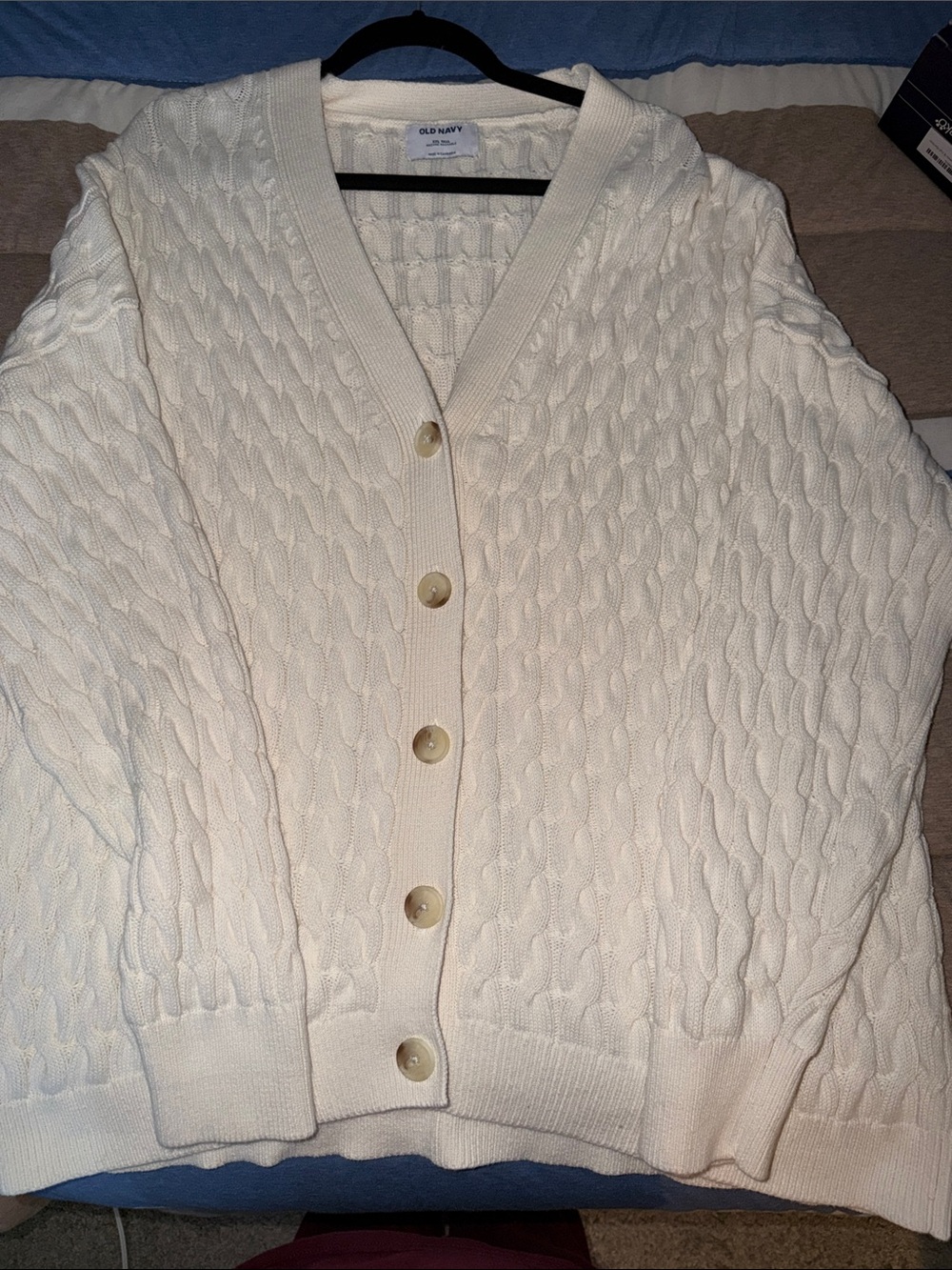 Old Navy Cream Cable-Knit Button Front Cardigan